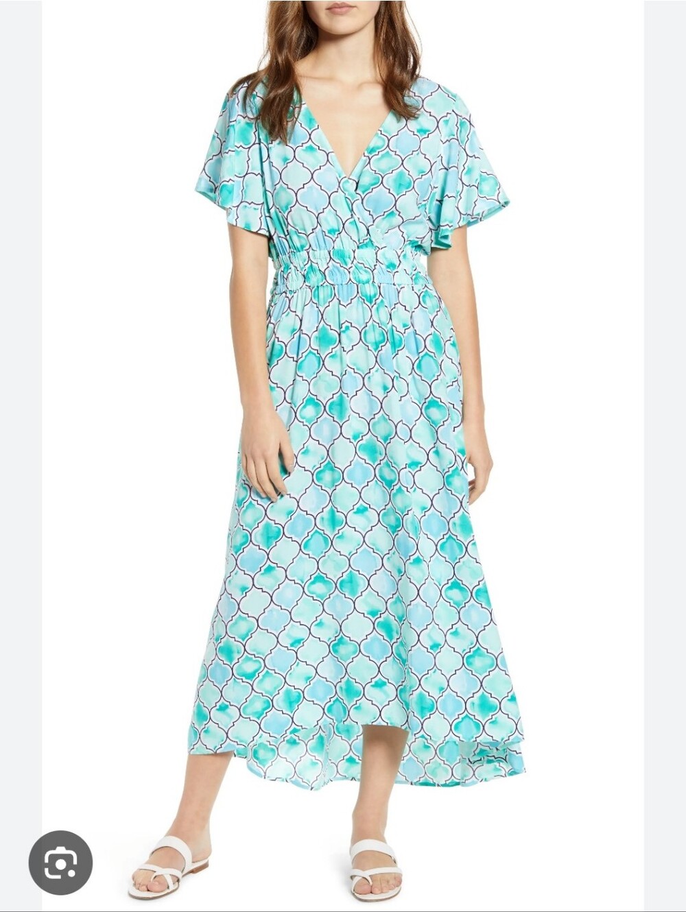 Tommy Bahama Mumbai Medallion Print Hi-Low Hem Dusty Teal Maxi